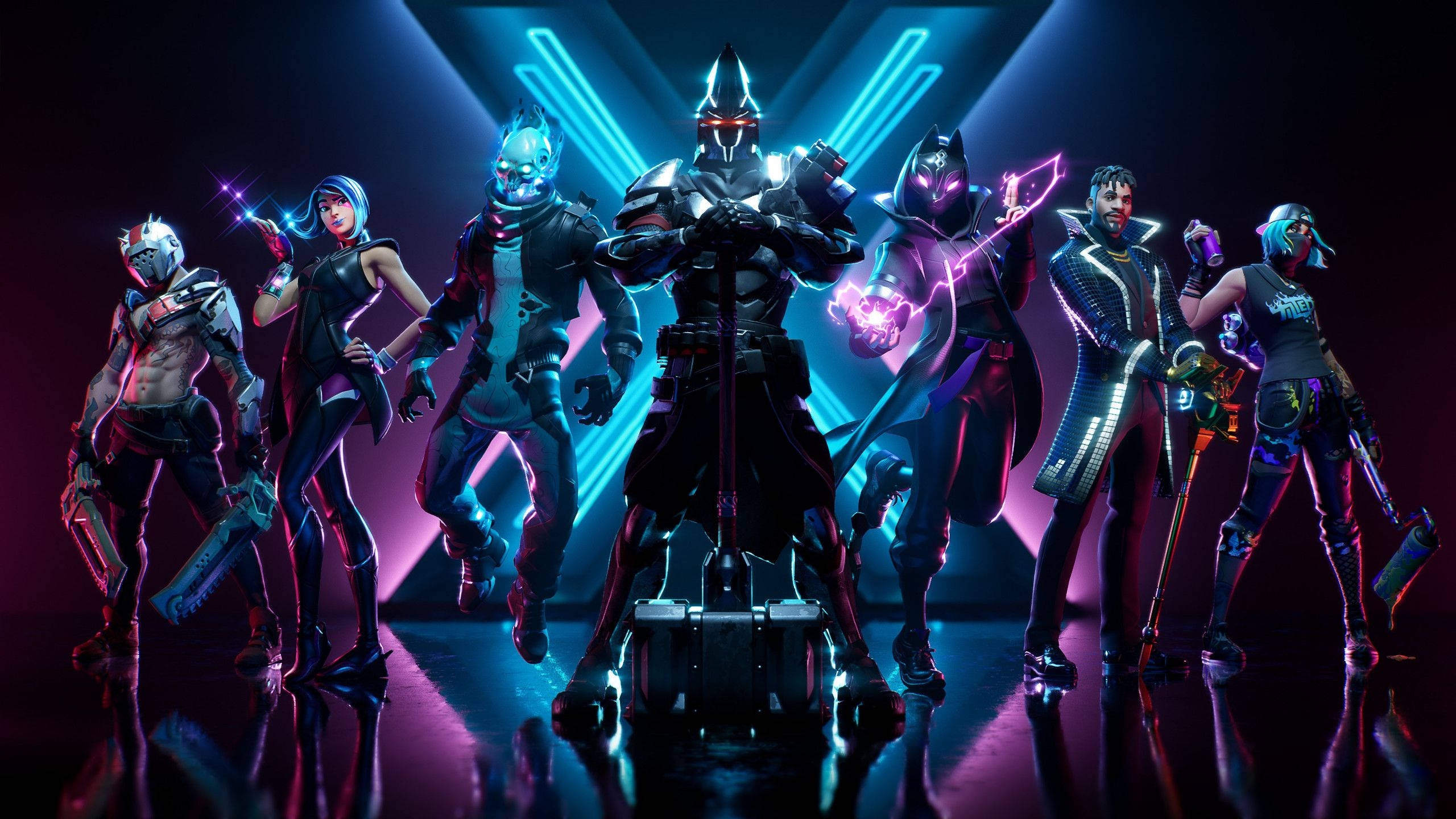 רקע ניאון של Fortnite 2560x1440 טפט