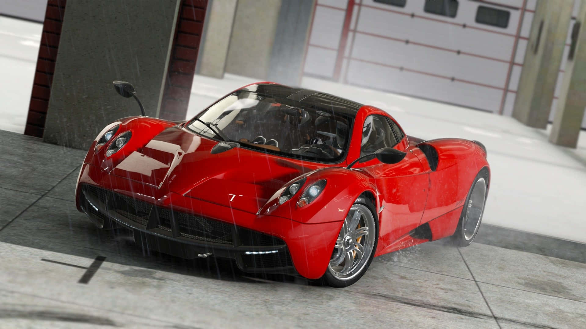 רקע תצוגה של פגאני הואיירה אדומה ממשחק Project Cars ברזולוציה גבוהה טפט