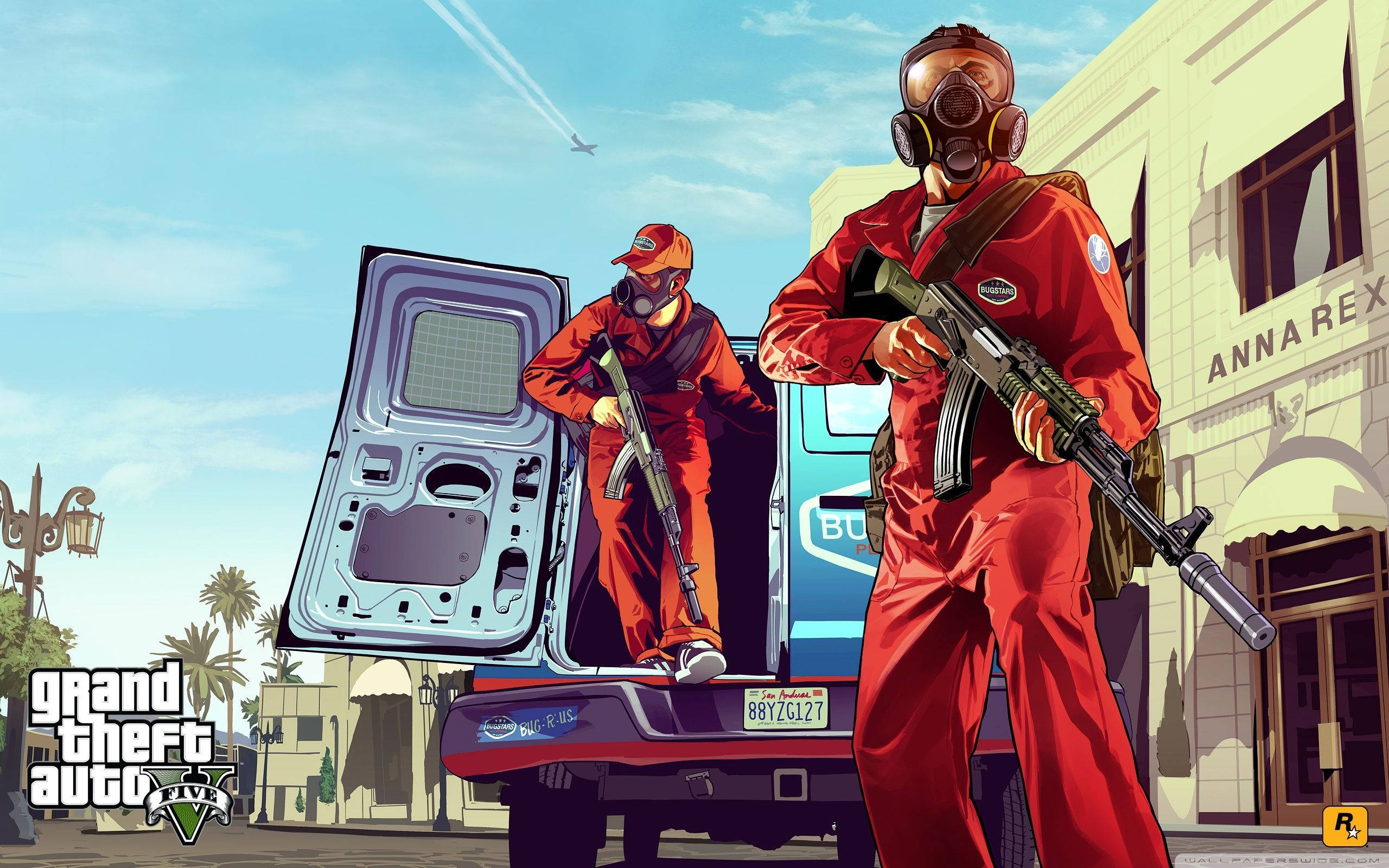 שוד בנק GTA 5 ברזולוציית 1080p טפט
