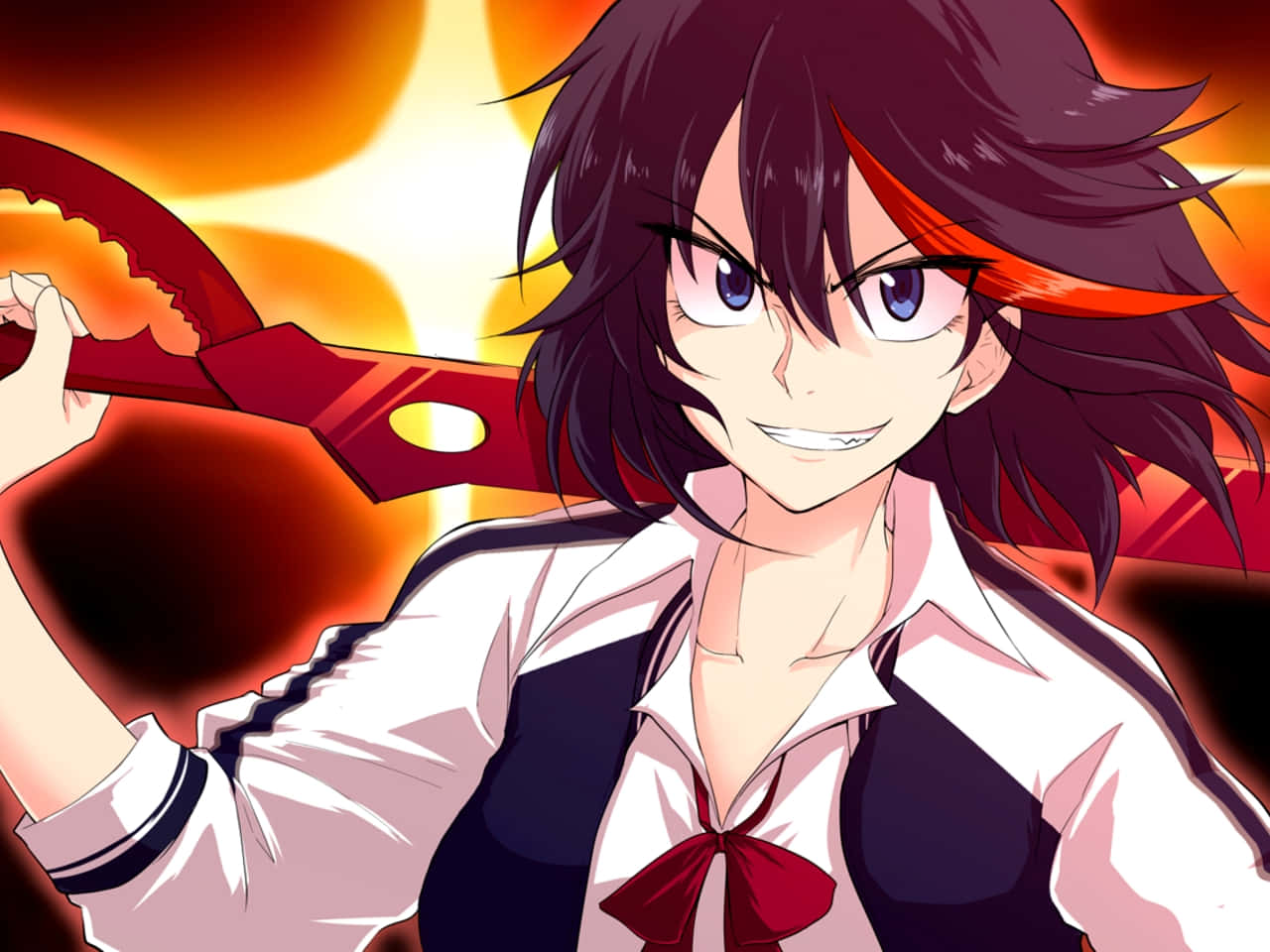 תמונה של ריוקו מ-Kill La Kill עם להב מספריים טפט