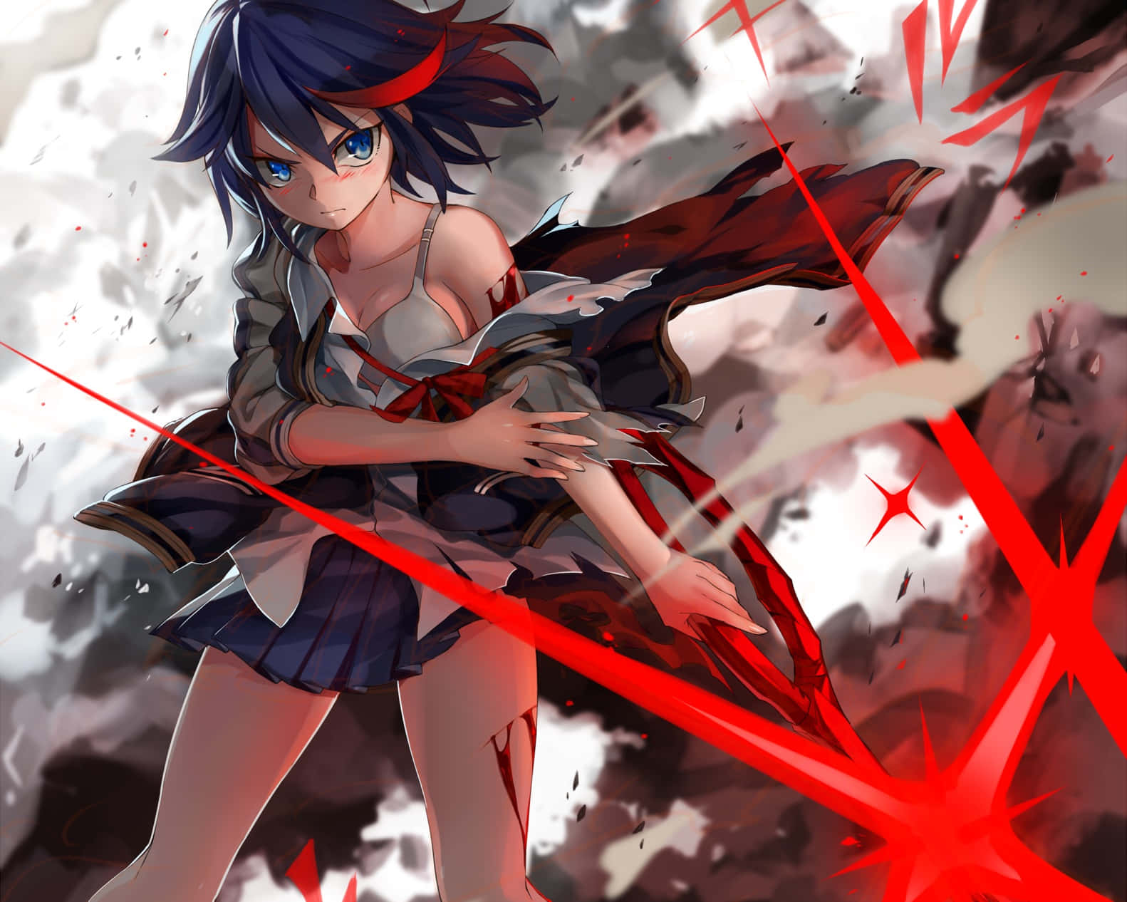תמונה של ריוקו מ-Kill La Kill עם להב אדום זוהר טפט