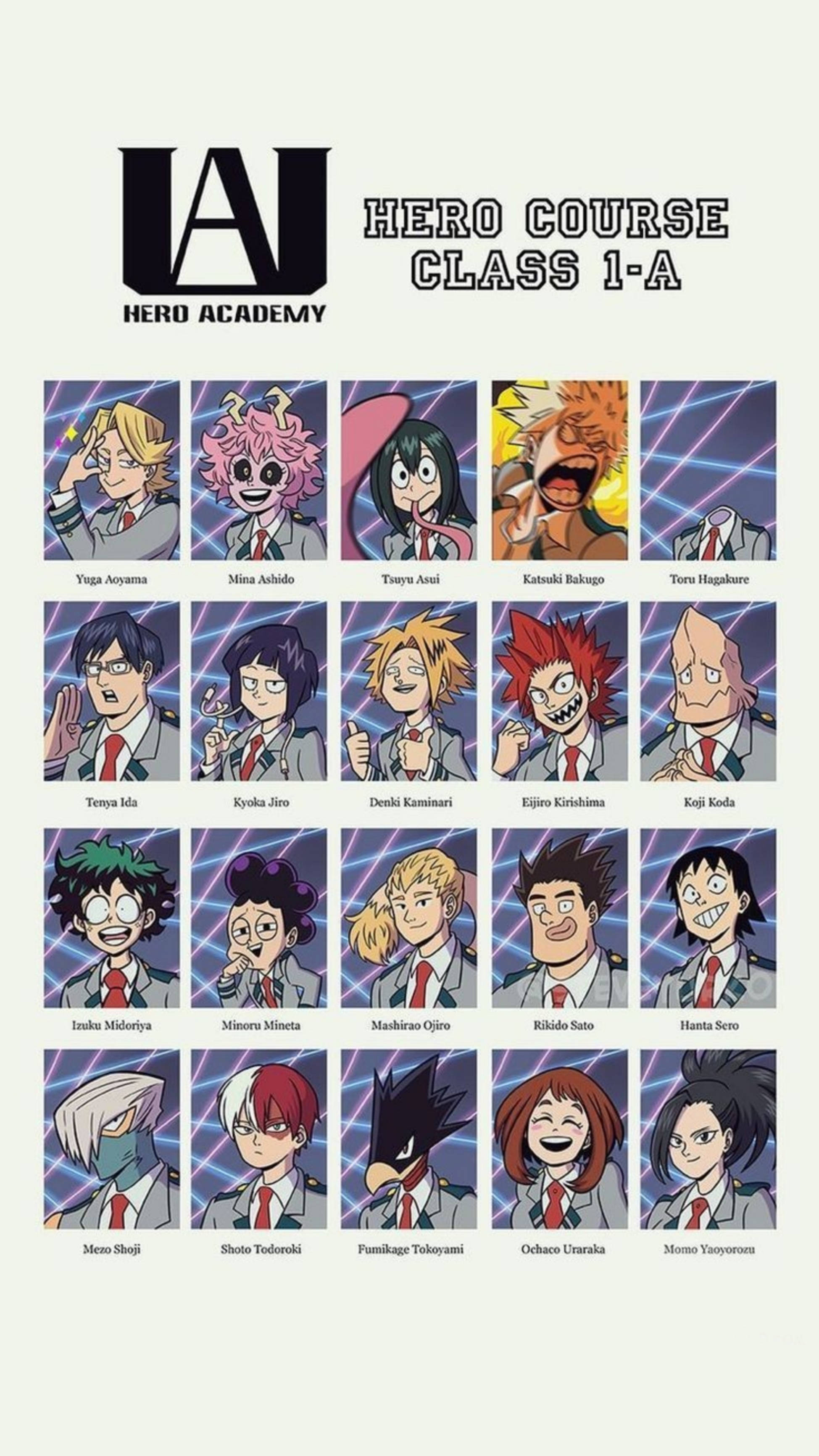 תמונת מחזור כיתה 1-A My Hero Academia לאייפון טפט