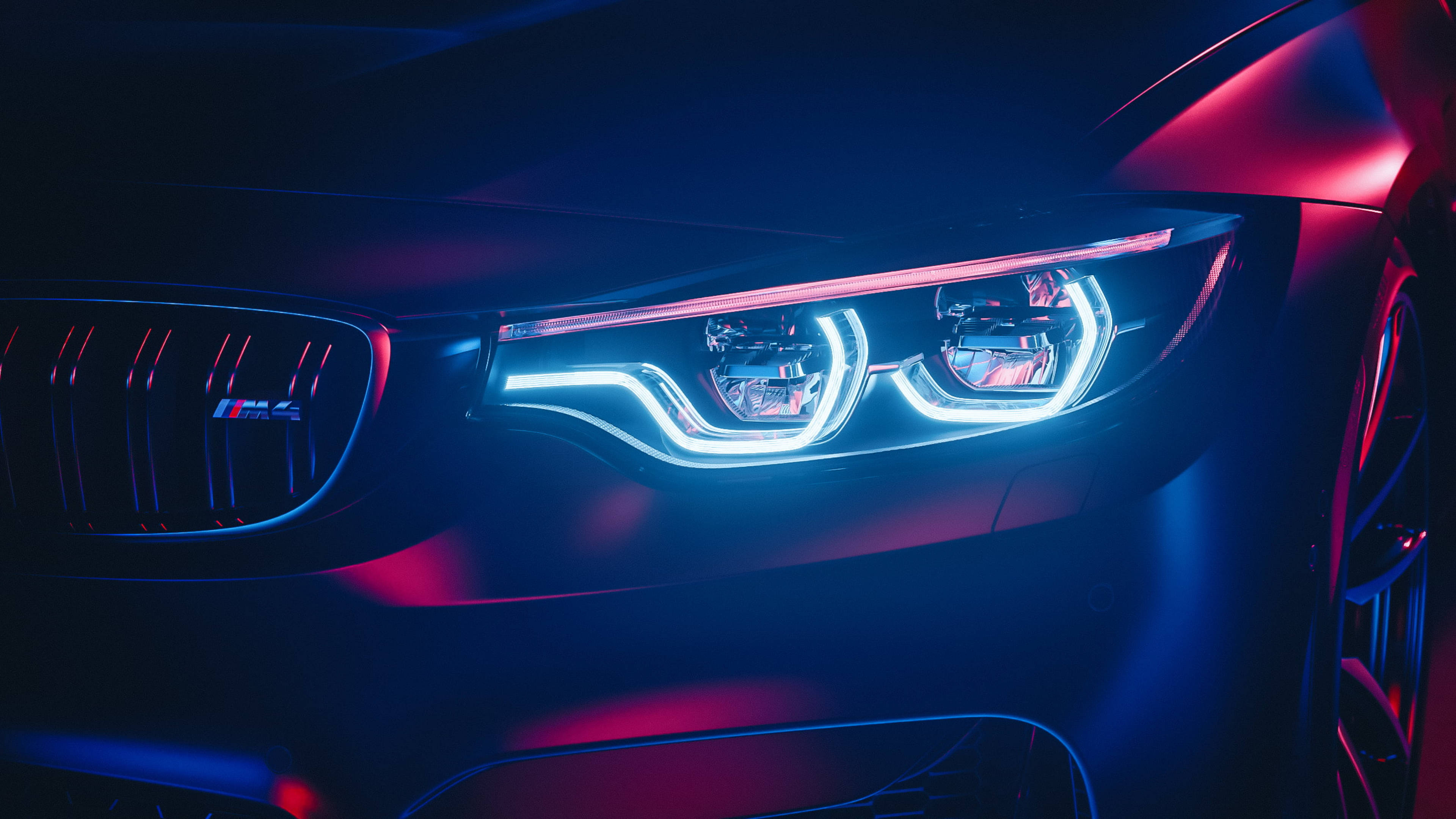 תקריב פנסים בהירים של BMW M4 טפט