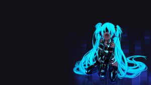 1920x1080 אנימה Hatsune Miku כחול זוהר — כחול כהה אסתטי טפט