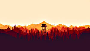 4K Firewatch הרים כתומים עזים — כתום אסתטי טפט