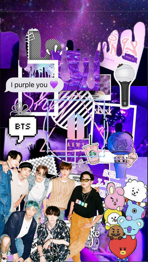 BTS אסתטי BT21 סגול — אסתטיקת BTS טפט