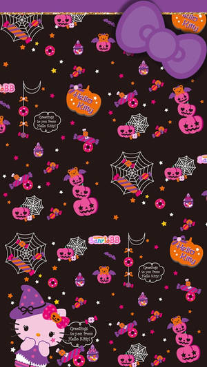 טפט Hello Kitty האלווין בנושא סגול — הלו קיטי ליל כל הקדושים טפט