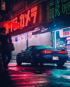 אסתטיקת מכוניות JDM עם אורות אדומים