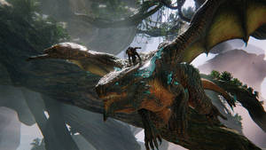 דרקון Scalebound גדול וכהה מעופף טפט 4K