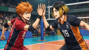 טפט ספורט של חינאטה וקאג'יאמה מהאנימה Haikyuu!! — אנימה זוג טפט