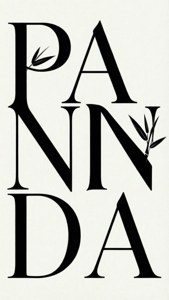 טפט טיפוגרפי מינימליסטי עם הטקסט 'PANDA' ועלה במבוק.