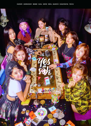 להקת Twice מסנוורת על הבמה בהופעה — 트와이스 טפט