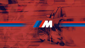 לוגו BMW M אדום עם עשן ומכונית — BMW טפט