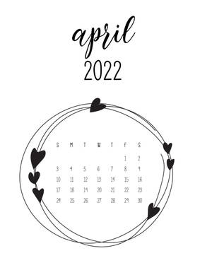 לוח שנה אפריל 2022 בשחור ולבן — מינימליסטי אסתטי טפט