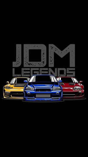 מכוניות JDM על רקע שחור