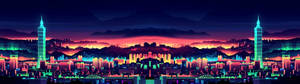3840x1080 HD אמנות עירונית לצג כפול