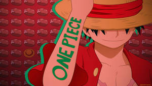 שולחן עבודה של One Piece עם דוגמת בשר — לופי טפט